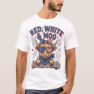 Retro Schattig Rood, Wit en Moe Funny 4 juli T-shirt