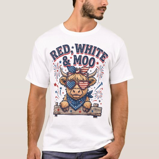 Retro Schattig Rood, Wit en Moe Funny 4 juli T-shirt (Voorkant)