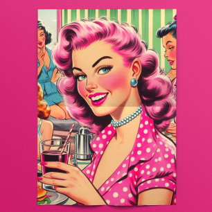 Retro Schattig Roze Pin-up Tissuepapier