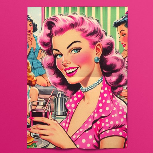 Retro Schattig Roze Pin-up Tissuepapier