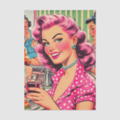 Retro Schattig Roze Pin-up Tissuepapier (Voorkant)