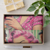 Retro Schattig Roze Pin-up Tissuepapier (Geschenk)