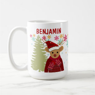 Retro Schattig Rudolph De Roodneus Rendier Kerstmi Koffiemok