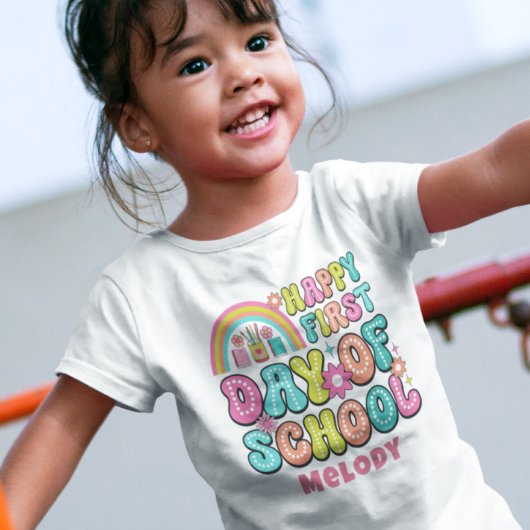 Retro schattig terug naar school eerste dag t-shir t-shirt