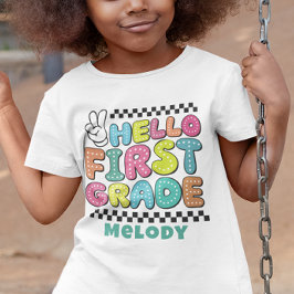 Retro schattig terug naar school eerste klas t-shi t-shirt