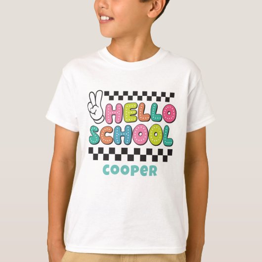 Retro schattig terug naar school jongens t-shirt (Voorkant)