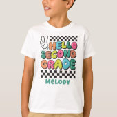 Retro schattig terug naar school tweede klas t-shi t-shirt (Voorkant)