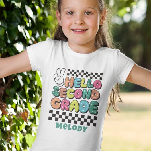 Retro schattig terug naar school tweede klas t-shi t-shirt