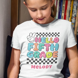 Retro schattig terug naar school vijfde klas t-shi t-shirt