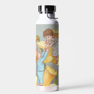 Retro Schattig Zoete Valentijn, kinderen en narcis Waterfles