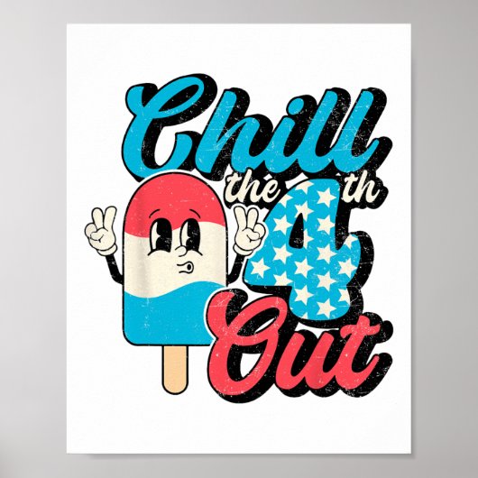 Retro Schattige 4 juli Ice Cream Chill de 4e uit Poster (Voorkant)