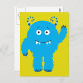 Retro Schattige Blue Monster Briefkaart (Voorkant / Achterkant)