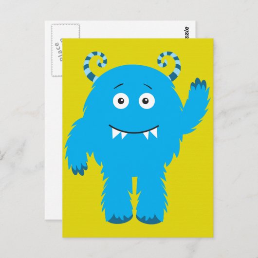 Retro Schattige Blue Monster Briefkaart (Voorkant / Achterkant)