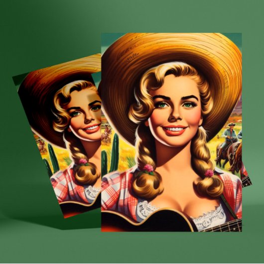 Retro Schattige Boerin Briefkaart