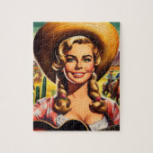 Retro Schattige Boerin Legpuzzel (Verticaal)