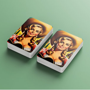 Retro Schattige Boerin Pokerkaarten