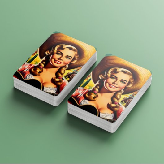 Retro Schattige Boerin Pokerkaarten
