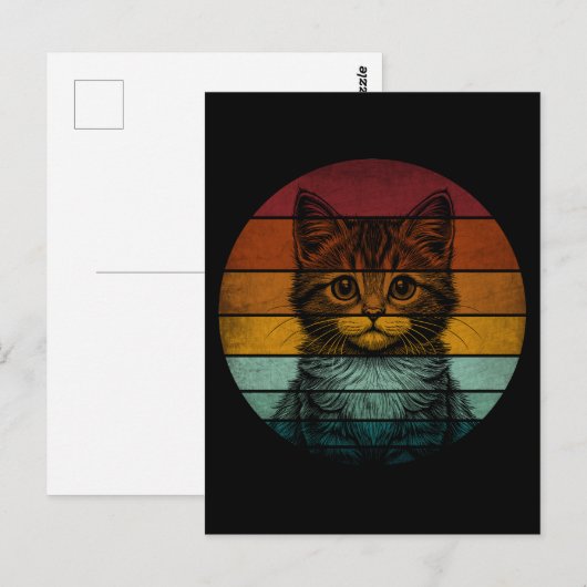 Retro Schattige Cat Briefkaart (Voorkant / Achterkant)