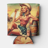 Retro Schattige Cowgirl Blikjeskoeler (Voorkant)