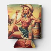 Retro Schattige Cowgirl Blikjeskoeler (Achterkant)