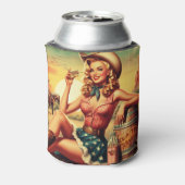 Retro Schattige Cowgirl Blikjeskoeler (Blikje Achterkant)