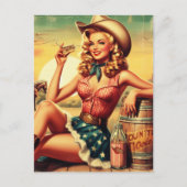 Retro Schattige Cowgirl Briefkaart (Voorkant)