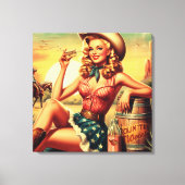 Retro Schattige Cowgirl Canvas Afdruk (Voorkant)