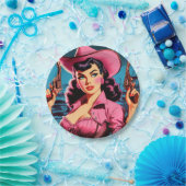 Retro Schattige Cowgirl Papieren Bordje (Feest)