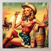 Retro Schattige Cowgirl Poster (Voorkant)