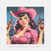 Retro Schattige Cowgirl Servet (Voorkant)