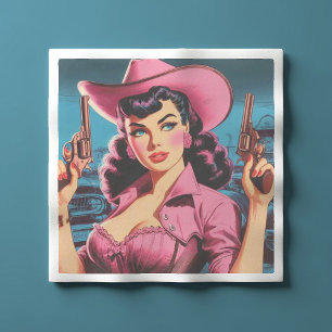 Retro Schattige Cowgirl Servet