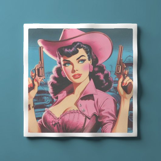 Retro Schattige Cowgirl Servet