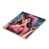 Retro Schattige Cowgirl Tegeltje (Zijkant)