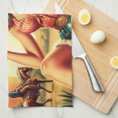 Retro Schattige Cowgirl Theedoek (Quarter Fold)