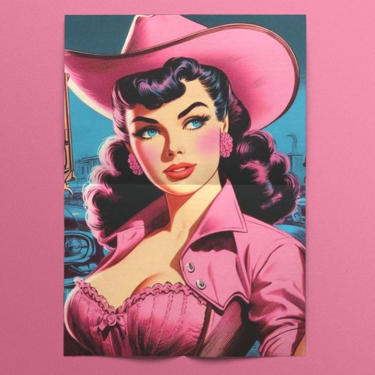 Retro Schattige Cowgirl Tissuepapier