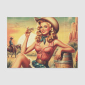 Retro Schattige Cowgirl Tissuepapier (Voorkant)