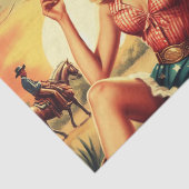 Retro Schattige Cowgirl Tissuepapier (Detail)