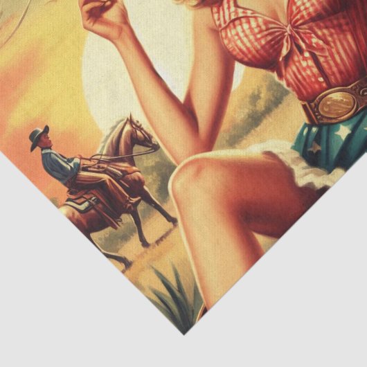 Retro Schattige Cowgirl Tissuepapier (Detail)