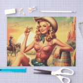 Retro Schattige Cowgirl Tissuepapier (Craft)