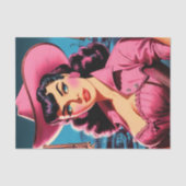 Retro Schattige Cowgirl Tissuepapier (Voorkant)