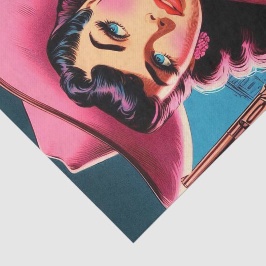 Retro Schattige Cowgirl Tissuepapier (Detail)