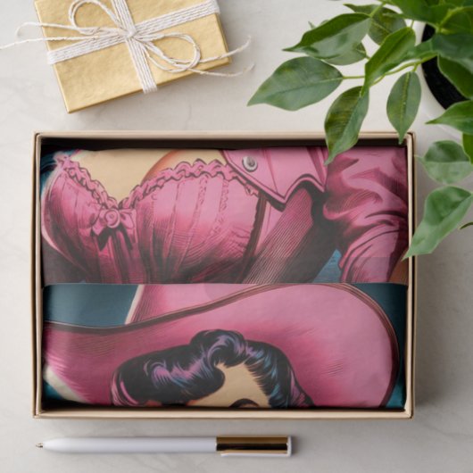 Retro Schattige Cowgirl Tissuepapier (Geschenk)