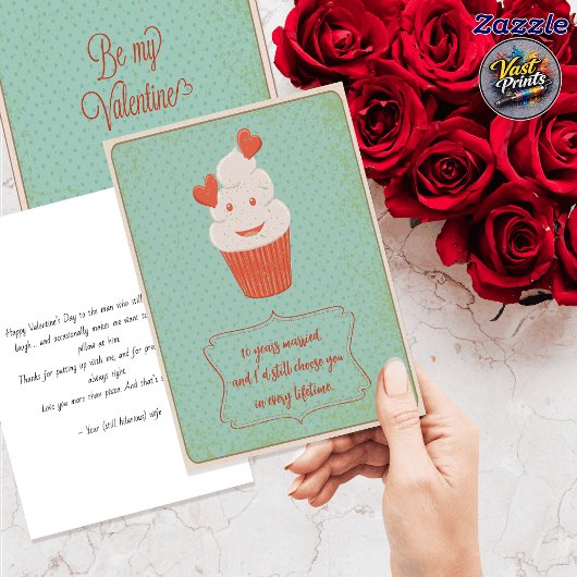 Retro Schattige Cupcake Grappige Man Valentijnsdag Kaart