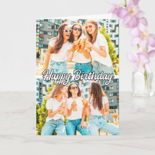 Retro Schattige Custom 2-foto's Sjabloon Happy Bir