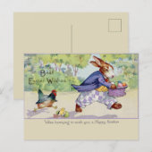 Retro Schattige Dieren Pasen Briefkaart (Voorkant / Achterkant)