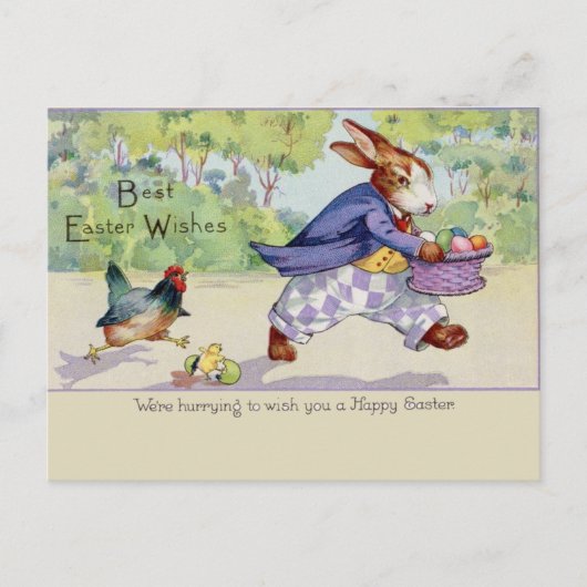 Retro Schattige Dieren Pasen Briefkaart (Voorkant)