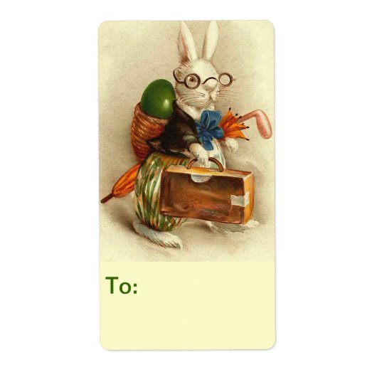 Retro Schattige Dieren Pasen Etiket (Voorkant)