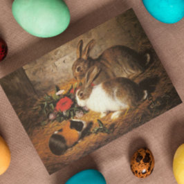 Retro Schattige Dieren Pasen Feestdagen Kaart
