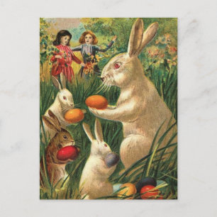 Retro Schattige Dieren Pasen Feestdagenkaart
