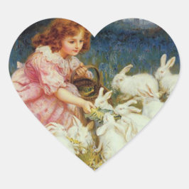 Retro Schattige Dieren Pasen Hart Sticker